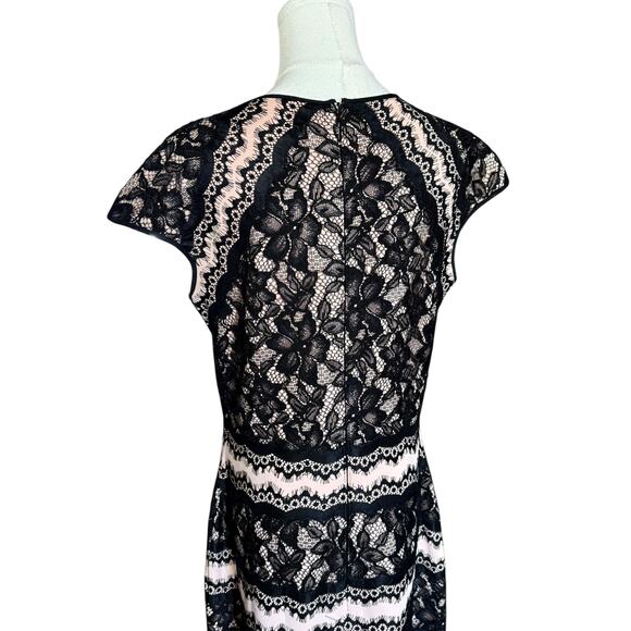 Tadashi Shoji Neoprene And Lace Cap Sleeve Gown Maxi Dress Size 12 - Picture 10 of 13